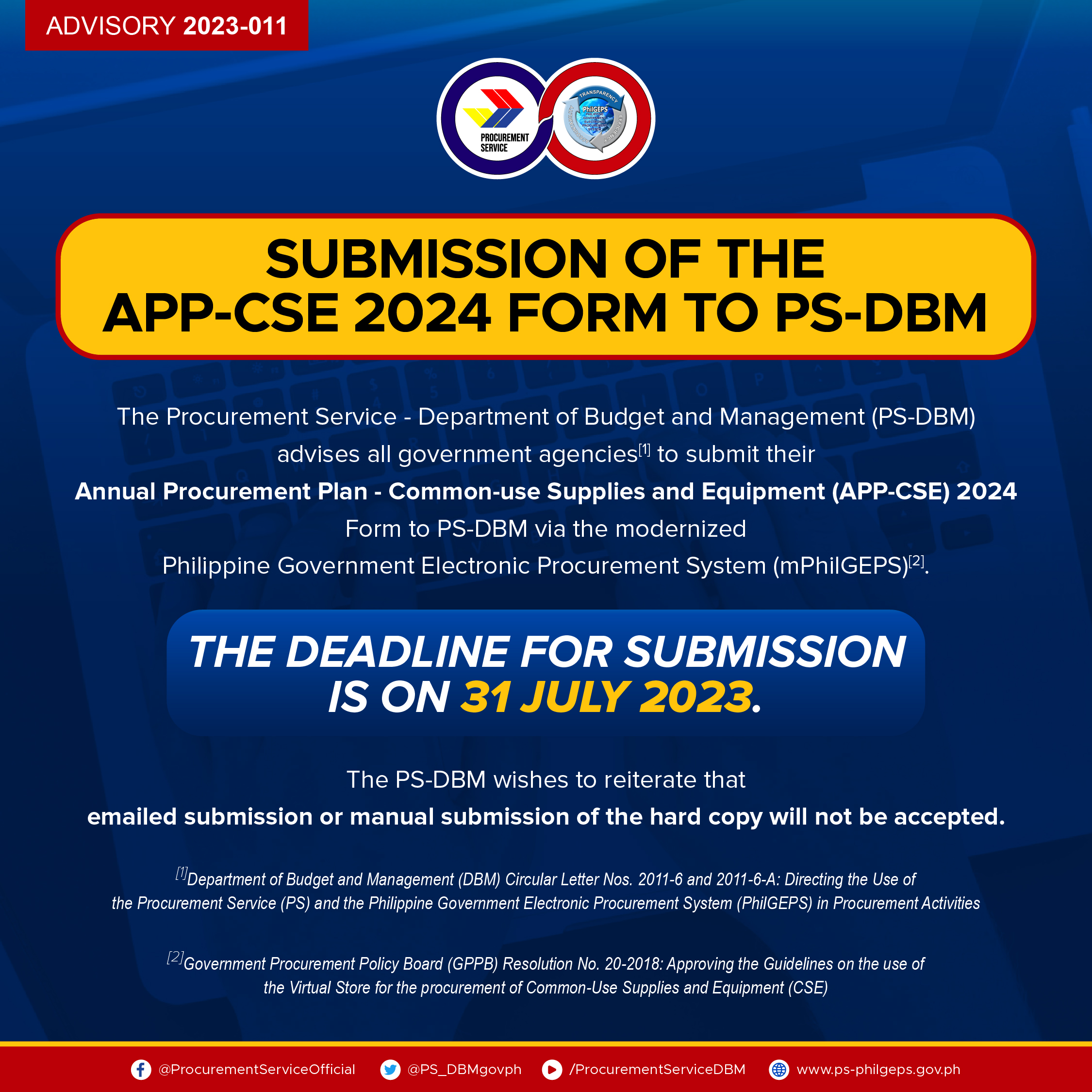 PSAdvisory 2023 011  APP CSE 2024 Submission 